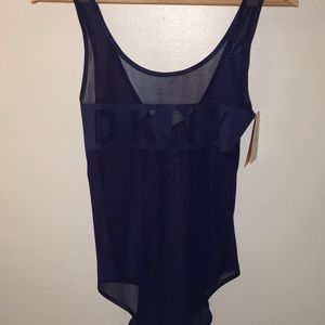 DKNY navy blue mesh bodysuit